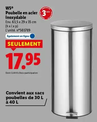 Lidl W5 poubelle en acier inoxydable offre