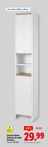 Lidl Livarno home colonne de salle de bains offre