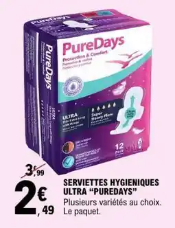 E.Leclerc SERVIETTES HYGIENIQUES ULTRA “PUREDAYS” offre