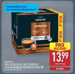 ALDI BARISSIMO 100 CAPSULES DE CAFÉ ESPRESSO offre