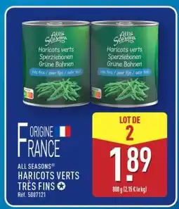 ALDI All Seasons Haricots Verts Très Fins offre