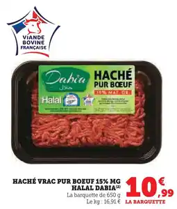Super U Dahia haché pur boeuf 15% mg halal offre