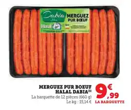 Super U Dabia merguez pur boeuf halal offre