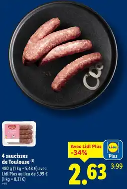 Lidl Lidl 4 saucisses de toulouse offre