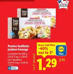 Lidl Toque du chef paniers feuilletés jambon fromage offre