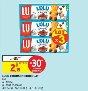 Intermarché Hyper Lulu l'ourson chocolat lu offre