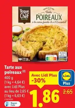 Lidl Toque du chef tarte aux poireaux offre
