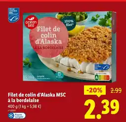 Lidl Ocean sea filet de colin d'alaska msc à la bordelaise offre