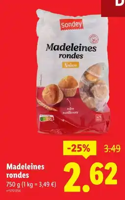 Lidl Sondey madeleines rondes offre
