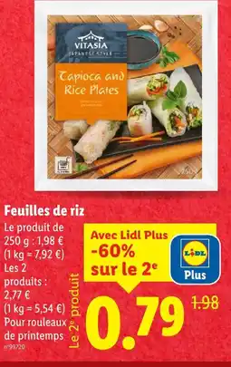 Lidl Vitasia feuilles de riz offre