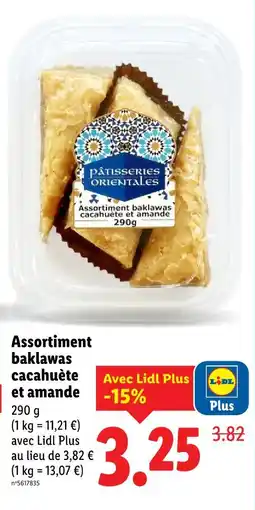 Lidl Pâtisseries orientales assortiment baklawas cacahuète et amande offre