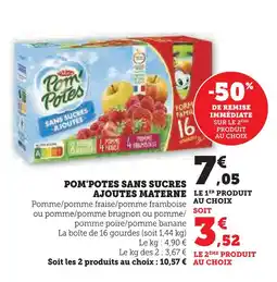 U Express Materne pom'potes sans sucres ajoutés offre