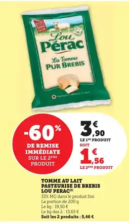 U Express Lou perac tomme au lait pasteurisé de brebis offre