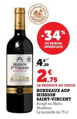 U Express Mission saint-vincent bordeaux aop mission saint-vincent rouge moelleux offre