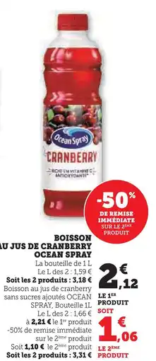 U Express Ocean spray boisson au jus de cranberry offre