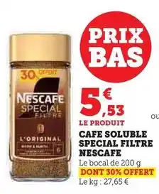 Hyper U Nescafé - cafe soluble special filtre offre