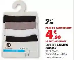 Hyper U U collection - lot de 4 slips femme offre
