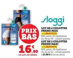 Hyper U Sloggi - lot de 2 culottes femme midi offre