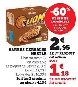 Hyper U Nestlé - barres cereales offre