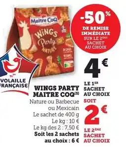 Hyper U Maître coq - wings party offre