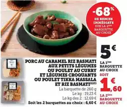 Super U Porc au caramel riz basmati aux petits légumes offre