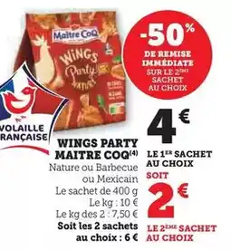 Super U Maître coq - wings party offre