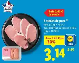 Lidl L'etal du boucher - 5 steaks de porc offre