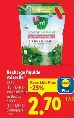 Lidl W5 - recharge liquide vaisselle offre
