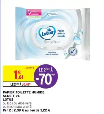 Intermarché Hyper Papier toilette humide sensitive lotus offre