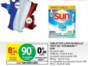 Intermarché Hyper Tablettes lave-vaisselle tout en 1 standard sun offre