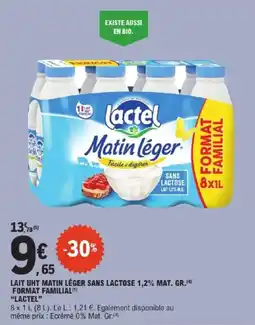 E.Leclerc Express Lait uht matin léger sans lactose 1,2% mat. gr. format familial lactel offre