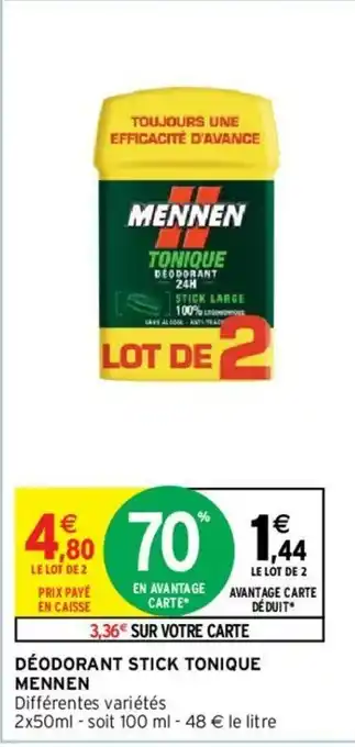 Intermarché Hyper Déodorant stick tonique mennen offre