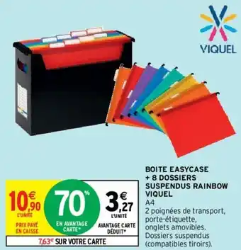 Intermarché Hyper Boite easycase + 8 dossiers suspendus rainbow viquel offre