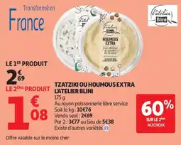 Auchan Supermarché Tzatziki ou houmous extra l'atelier blini offre