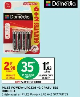 Intermarché Hyper Piles power+ LRO3X6 +2 gratuites domedia offre
