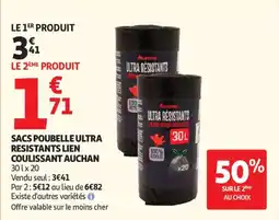 Auchan Supermarché Sacs poubelle ultra resistants lien coulissant auchan offre