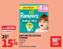 Auchan Supermarché Baby dry big couches pampers offre