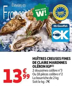 Auchan Supermarché Huîtres creuses fines de claire marennes oléron igp offre