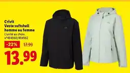 Lidl Crivit - veste softshell homme ou femme offre