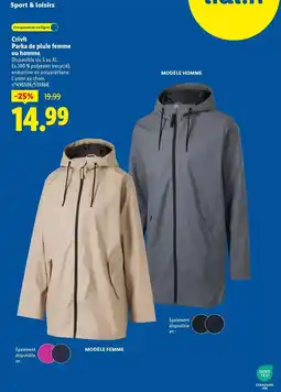 Lidl Crivit - parka de pluie femme ou homme offre
