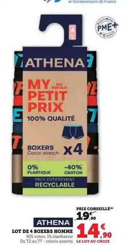 Super U Athena - lot de 4 boxers homme offre