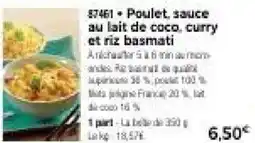 Thiriet Poulet, sauce au lait de coco, curry et riz basmati offre