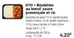Thiriet Boulettes au bœuf, sauce provençale et riz offre