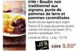 Thiriet Boudin noir traditionnel aux oignons, purée de pommes de terre et pommes caramélisées offre