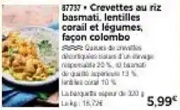 Thiriet Crevettes au riz basmati, lentilles corail et légumes, façon colombo offre