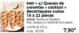 Thiriet Queues de crevettes cocktail décortiquées cuites 18 à 22 pièces offre