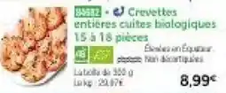 Thiriet Crevettes entières cuites biologiques 15 à 18 pièces offre