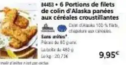 Thiriet 6 portions de filets de colin d'alaska panées aux céréales croustillantes offre