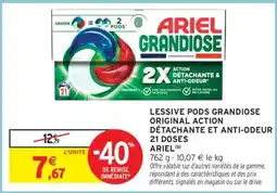 Intermarché LESSIVE PODS GRANDIOSE ORIGINAL ACTION DÉTACHANTE ET ANTI-ODEUR 21 DOSES offre