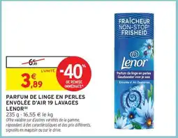 Intermarché PARFUM DE LINGE EN PERLES ENVOLÉE D'AIR 19 LAVAGES LENOR offre